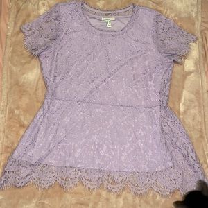Isaac Mizrahi Light Purple Lace Top